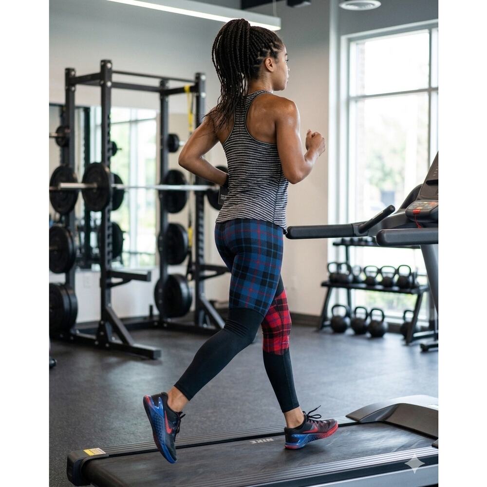 Nike Leggings Womens M Y2K Indie Sleaze Colorblock Plaid Streetwear Gorpcore